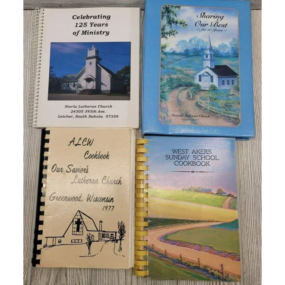 Lutheran Church Cookbook Lot 4 South Dakota Wisconsin Kansas Vintage Religious